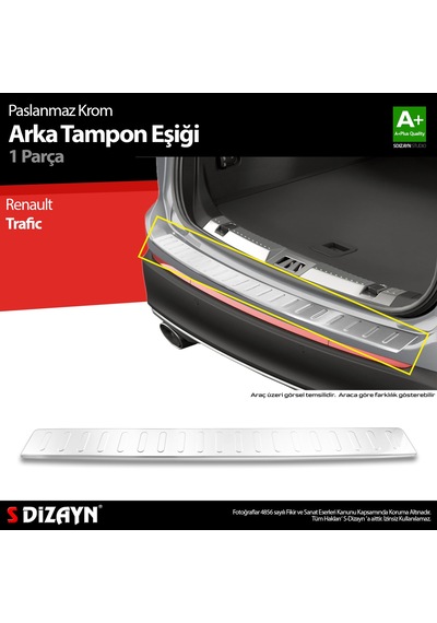 S-dizayn Renault Traffic Krom Arka Tampon Eşiği Geniş Model 2001-2014 A+ Kalite