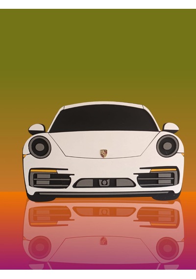 Porsche Araba Duvar Süsü Strafor Tablo Duvar Aksesuarı Strafor Tablo Beyaz
