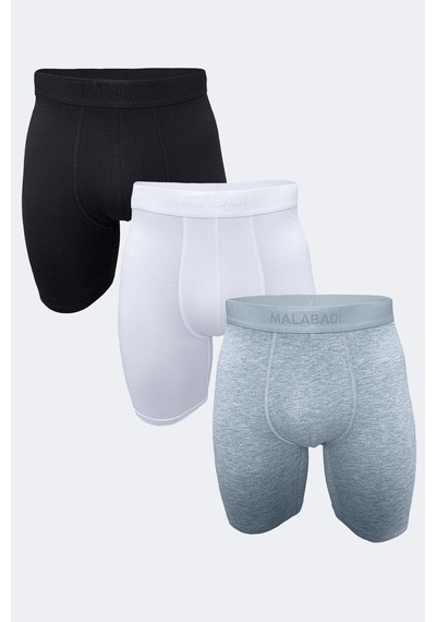 Malabadi Erkek Siyah Beyaz Gri 3 Lü Paket Uzun Paçalı Modal Boxer 3m019 Siyah-beyaz-gri