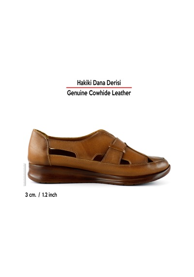 Erkan Saçmacı Aida Taba Hakiki Deri Kesik Detaylı Lastikli Slip-on Günlük Ayakkabı