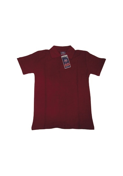 Salar Ticaret Polo Yaka Bordo Tişört Kısa Kol 6-16 Yaş Okul Tişört/T-Shirt - Bordo