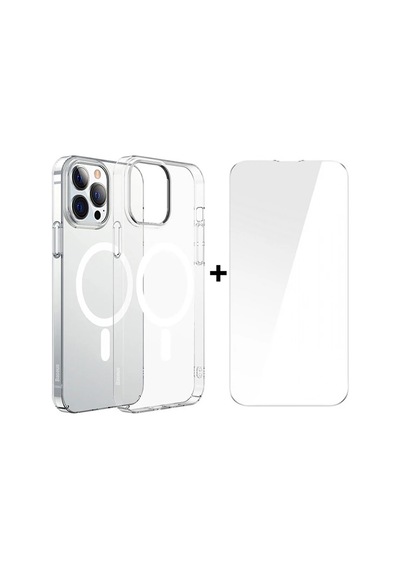 Baseus Crystal Apple iPhone Uyumlu 13 Pro Max 6.7 Magsafe Silikon Kılıf + Temp