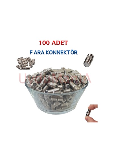 100 Adet Rg6 F Konnektör + 100 Adet F Ara Birleştirici Konnektör