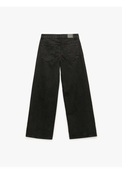 Koton Normal Bel Cepli Düğmeli Pamuklu Rahat Kesim Geniş Paça Jean Pantolon - Loose Straight Fit Jeans Siyah 6wal40060md Siyah Koton Normal Bel Cepli Düğmeli Pamuklu Rahat Kesim Geniş Paça Jean Pantolon - Loose Straight Fit Jeans Siyah 6wal40060md Siyah