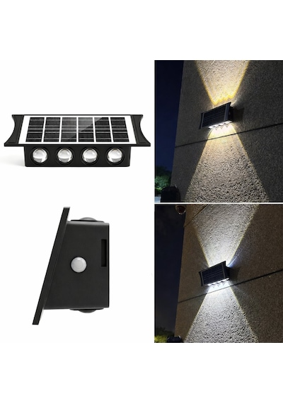 Panther Solar 8 Ledli Çift Yönlü Dekoratif Duvar Apliği Çift Renkli 2 Adet