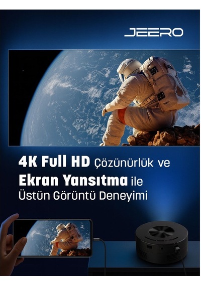 Jeero Mini Ev Sinema Projeksiyon Cihazı Türkçe Menü Ceptetaşınabilir