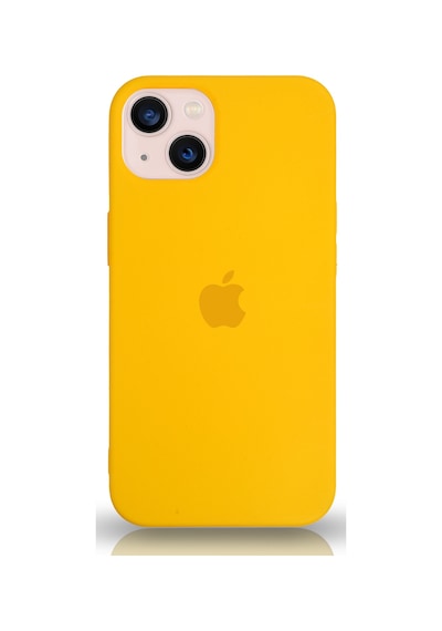 Apple Uyumlu  iPhone 13 Mini ile Logolu Silikon Kılıf Altı Kapalı İçi Kadife Lansman Arka Kapak