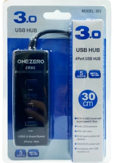Siyah Usb Çoklayıcı 4 Port 3.0 30cm , Siyah 4 Girişli Port Hu