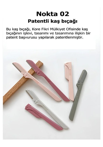 Kaş Yüz Usturası Kapalı Gri Renk Kaş Alma Ve Düzenleyici Tek Çift Katlama Ve Düz Jilet 3'lü Set Gray
