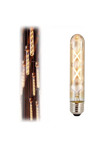 Vintage Led Ampul, E27, 4w, 2500k Sıcak Sarı Işık, Amber Cam, 18,5 Cm, Retro Rustik Ampul Amber Renk Işık Çubuk C