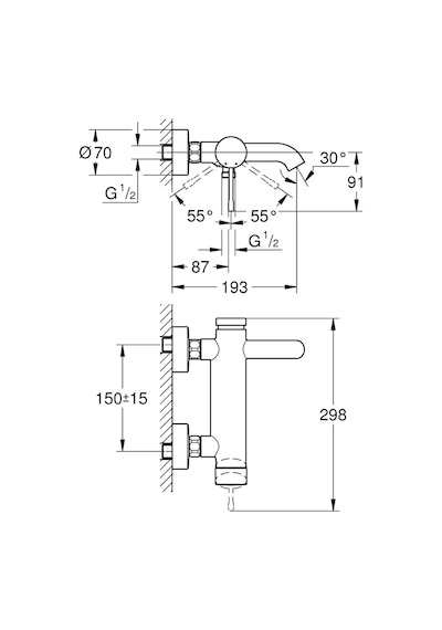Grohe Essence 25250KF1 Tek Kumandalı Banyo Bataryası Mat Siyah