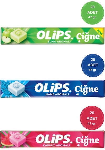 Olips Çiğne Ferahlatıcı Çiğnenebilir Şeker Çeşitleri 47gr - 15 Adet
