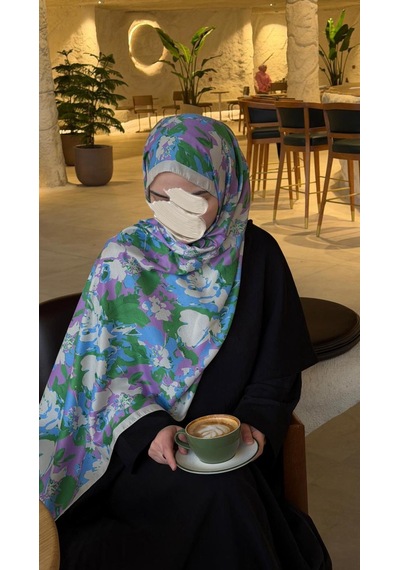 Qalortex Scarf Pamuklu Garden Desen Şal-bebe Mavi