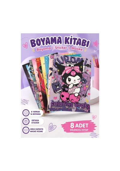 Sevimli Karakterler 8'li Karma Boyama Kitabı Seti