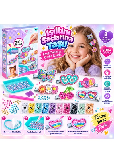 28851 Hobi Set Style 4ever Dıamond Art Saç Tokası Yapımı Pembe