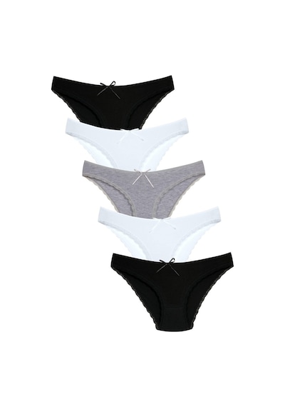 New Lilla 1101 Bikini Kadın T. Dantelli Külot Paketi (555344023) Beyaz - Gri - Siyah