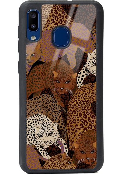Samsung Uyumlu A30 Leoparlar Tasarımlı Glossy Telefon Kılıfı Çok Renkli
