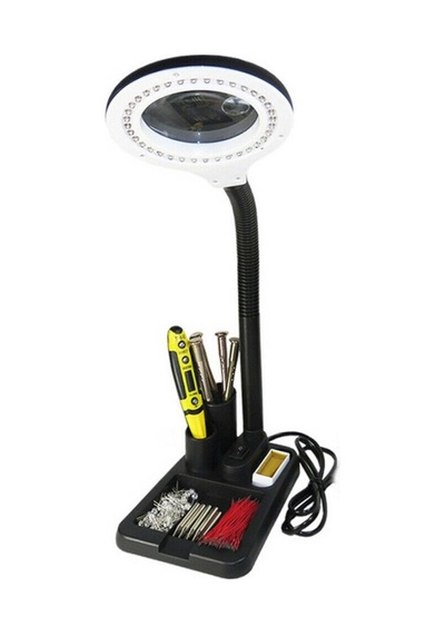 Esnek 5x /10x 40 Led Işıklı Büyüteç - Lamba Büyüteç Okuma - Çalışma Lehim Masa Lambası A808
