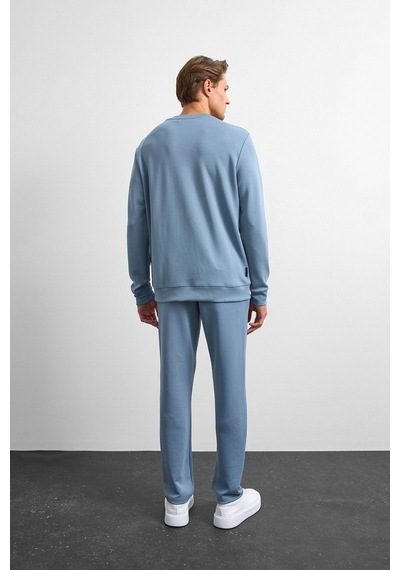 Backandbond Mavi Regular Fit Bisiklet Yaka Sweatshirt