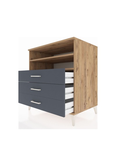 Kronos Şifonyer 2 Raflı 3 Çekmeceli 88x59x96 Çam-antrasit Çam