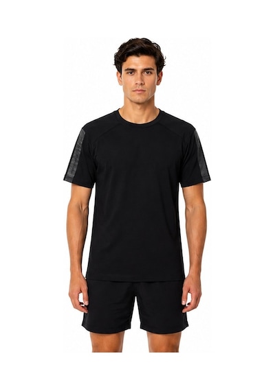 Tommy Life Basic Erkek Tshirt Bisiklet Yaka Kol Detaylı Siyah 88447