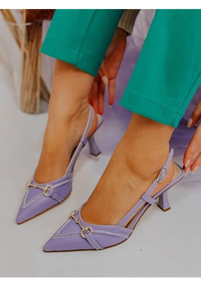 Ervanın Butiği Lila Deri Moss Toka Detay Kadın Stiletto-3534