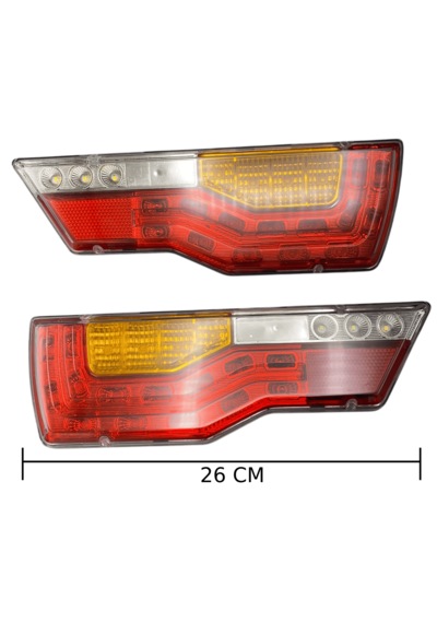 3 Teker Kasalı Arka Stop Lambası Takımı Ledli Orta Boy 26 Cm