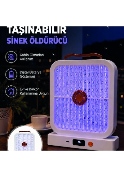 Taşınabilir Şarjlı Sivrisinek Öldürücü 365nm Uv Işıklı Beyaz Model