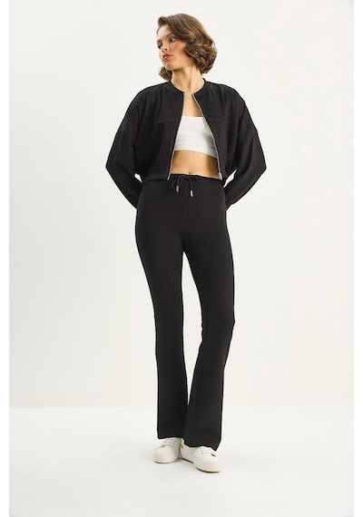 Shade Kadın Yarasa Kol Crop Hırka İspanyol Pantolon Modal Alt-üst Takım 4059 60283731 - Siyah