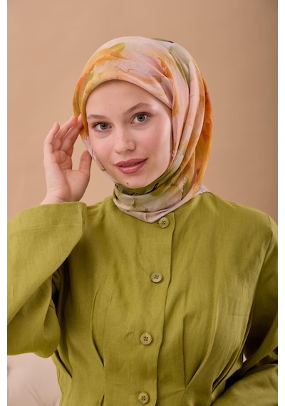 Silk Home Olinda İpek Eşarp 47004-05 Gri, Turuncu, Sarı, Yeşil