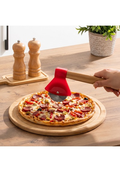 Porsima 1566 Ahşap Saplı Hamur Börek Kesme Bıçağı Pizza Kesici Dilimleyici Rulet