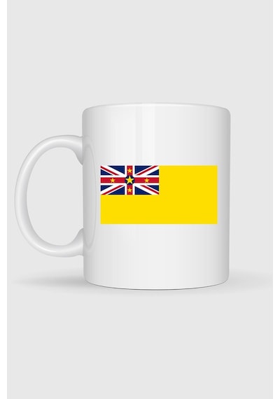Niue Bayrağı Baskılı Kupa Bardak Beyaz