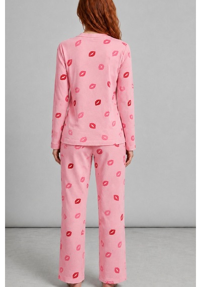 Kadın Comfort Esnek Pembe Pijama Takımı 4688