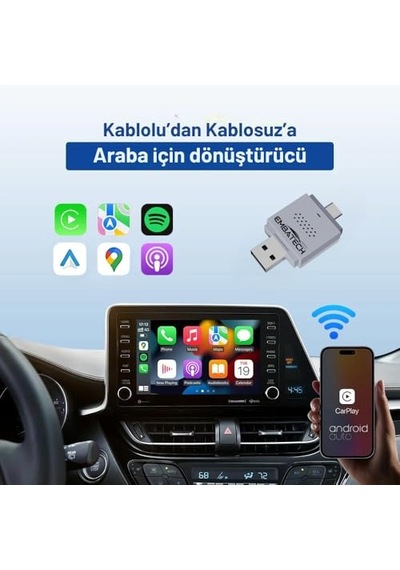 Araç Içi Kablosuz Android Auto Ve Carplay Adaptörü Emt-004