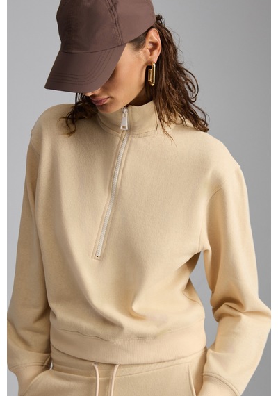 Ethıquet Saılenıs Kadın Yumuşacık Içi Şardonlu Organik Pamuk Yarım Fermuarlı Regular Krem Sweatshirt