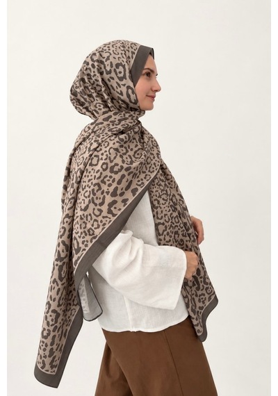 Belli Leopar Desen Fresh Lena Şal Vizon