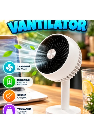 3 Kademeli Hız Ayarlı Usb Şarjlı Taşınabilir Mini El Fanı