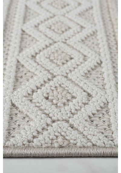 Modern Geometrik Tasarımlı Jüt Dokuma Loop Sisal Bej Halı Bej