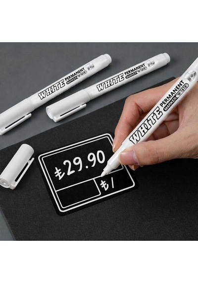 Siyah Pvc Etiket Kalemi Beyaz Renk Yaz-sil Etiket Kalemi 1 Adet Beyaz Marker Silinebilir Etiket Yazı