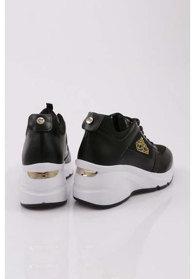 Dgn 62158 Kadin Kalin Taban Bağcikli Sneaker 62158-2027-R1534 Siyah