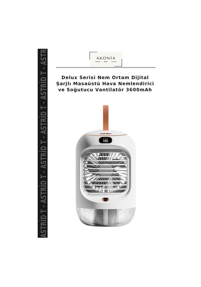 Delux Serisi Nem Ortam Dijital Şarjlı Masaüstü Hava Nemlendirici Ve Soğutucu Vantilatör 3600mah
