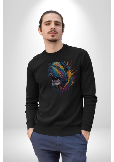 Köpek Saint Bernard Havlama Unisex Siyah Baskılı Sweatshirt Siyah
