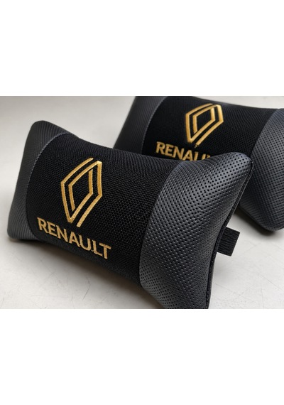 Renault Oto Boyun Yastığı 2 Li Siyah Keten Kumaş Ergonomik Baş Destek Yastığı