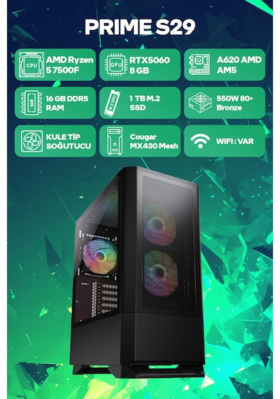 Game Garaj PRIME S29 R5-7500F 16 GB 1 TB SSD RTX5060 Free Dos Oyuncu OEM Paket