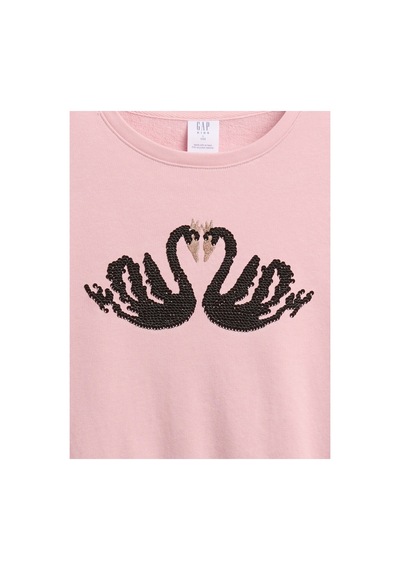 Gap Kız Çocuk Relaxed Flippy-sequin Grafikli Sweatshirt Pembe