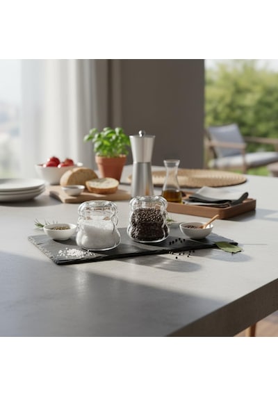 2'li Şeffaf Cam Tuzluk Ve Biberlik Seti - Bubble Küre Desenli Alttan Dolumlu Minimalist Baharatlık 5 Cm Diğer