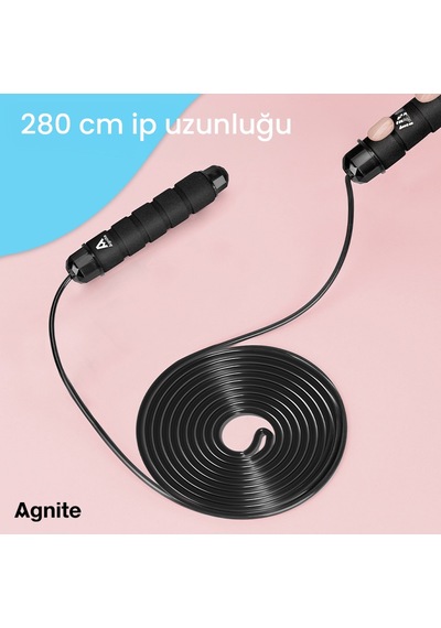 Agnıte Ağırlıklı Çelik Atlama İpi Profesyonel Fitness Siyah