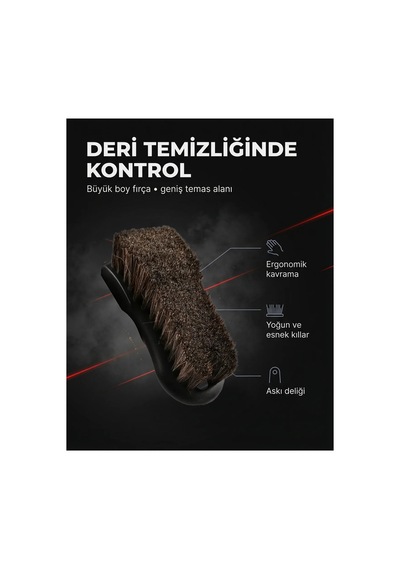 Araç Oto Deri Temizleme Fırçası Büyük Boy %100 At Kılı