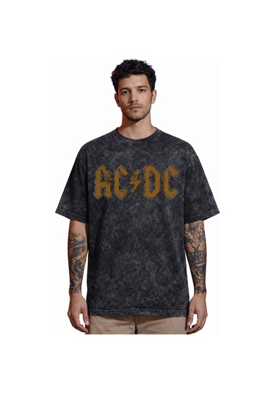 Tasarım Ac Dc Rock Metal Müzik Grubu Sırt Baskılı Unisex Oversize Siyah
