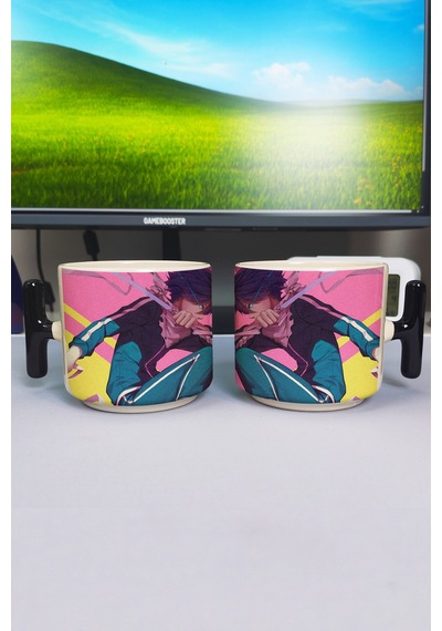 Noragami Anime Baskılı Seramik Lüks Kupa 1 Adet T Şeklinde Özel Siyah Kulp Dalga Kulp V3t Çok Renkli